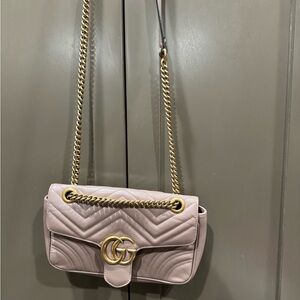 Gucci Blush Quilted Shoulder Bag with Gold Chain
